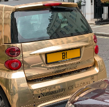 B 1 private number plate on a Smart, spotted in London