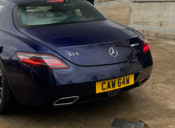 CAW 64W private number plate on a Mercedes-Benz SLS AMG