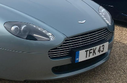 TFK 43 private number plate on a Aston Martin