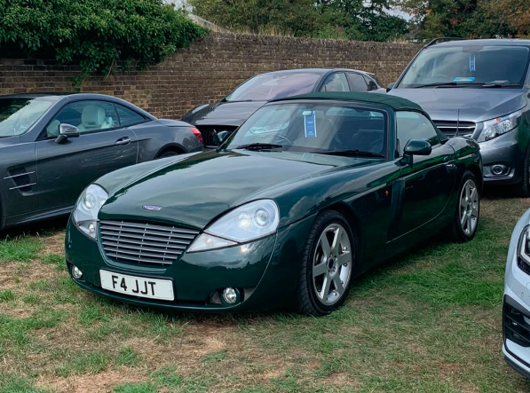 F4 JJT private number plate on a Jensen