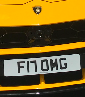 F17 OMG private number plate on a Lamborghini Urus, spotted in Richmond