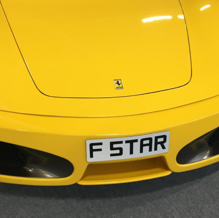 F5 TAR private number plate on a Ferrari F430
