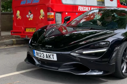 R123 AKT private number plate on a McLaren 720S